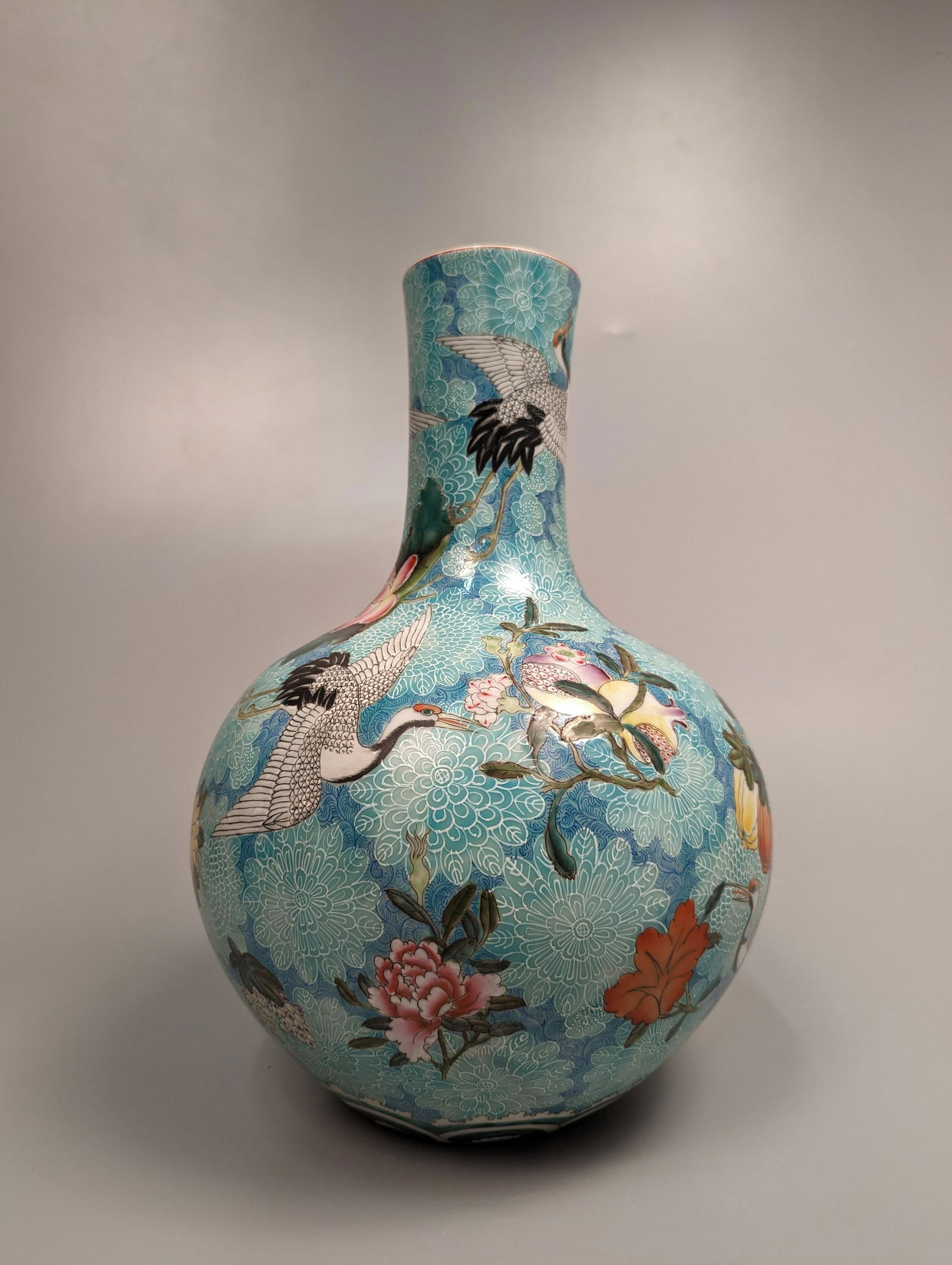 Qianlong-Style Enameled Porcelain Bottle Vase (1 of 3)