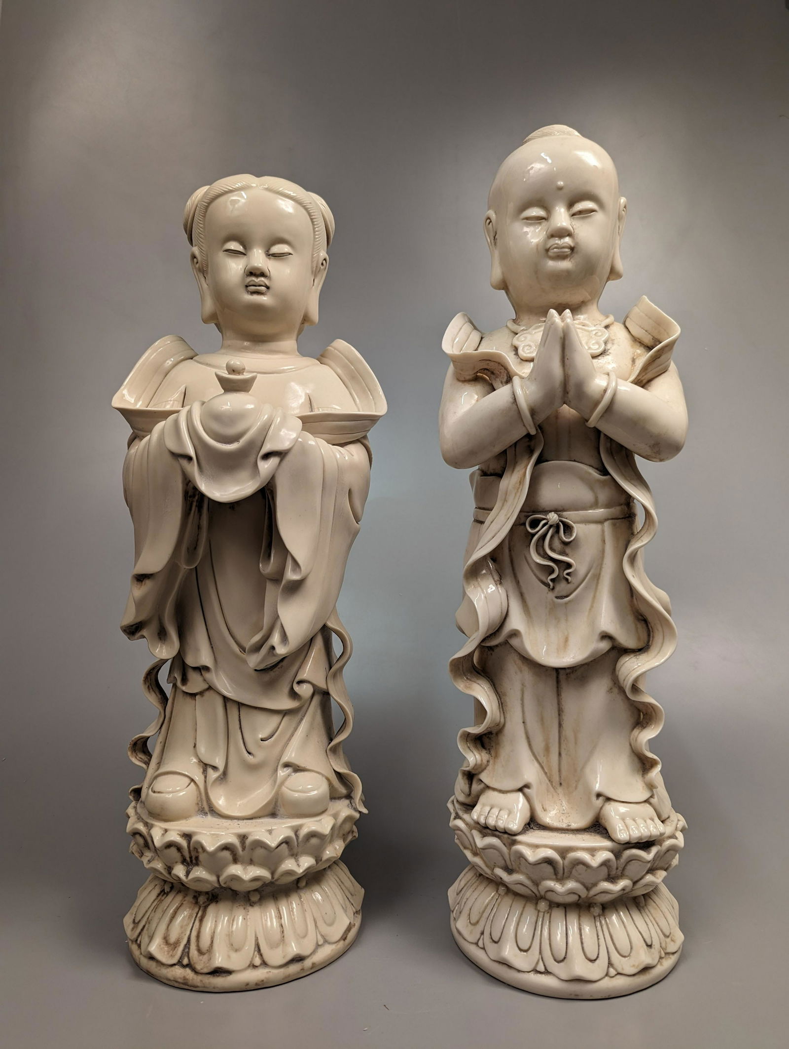 Two Large Glazed Bisque Porcelain Immortals (1 of 3)
