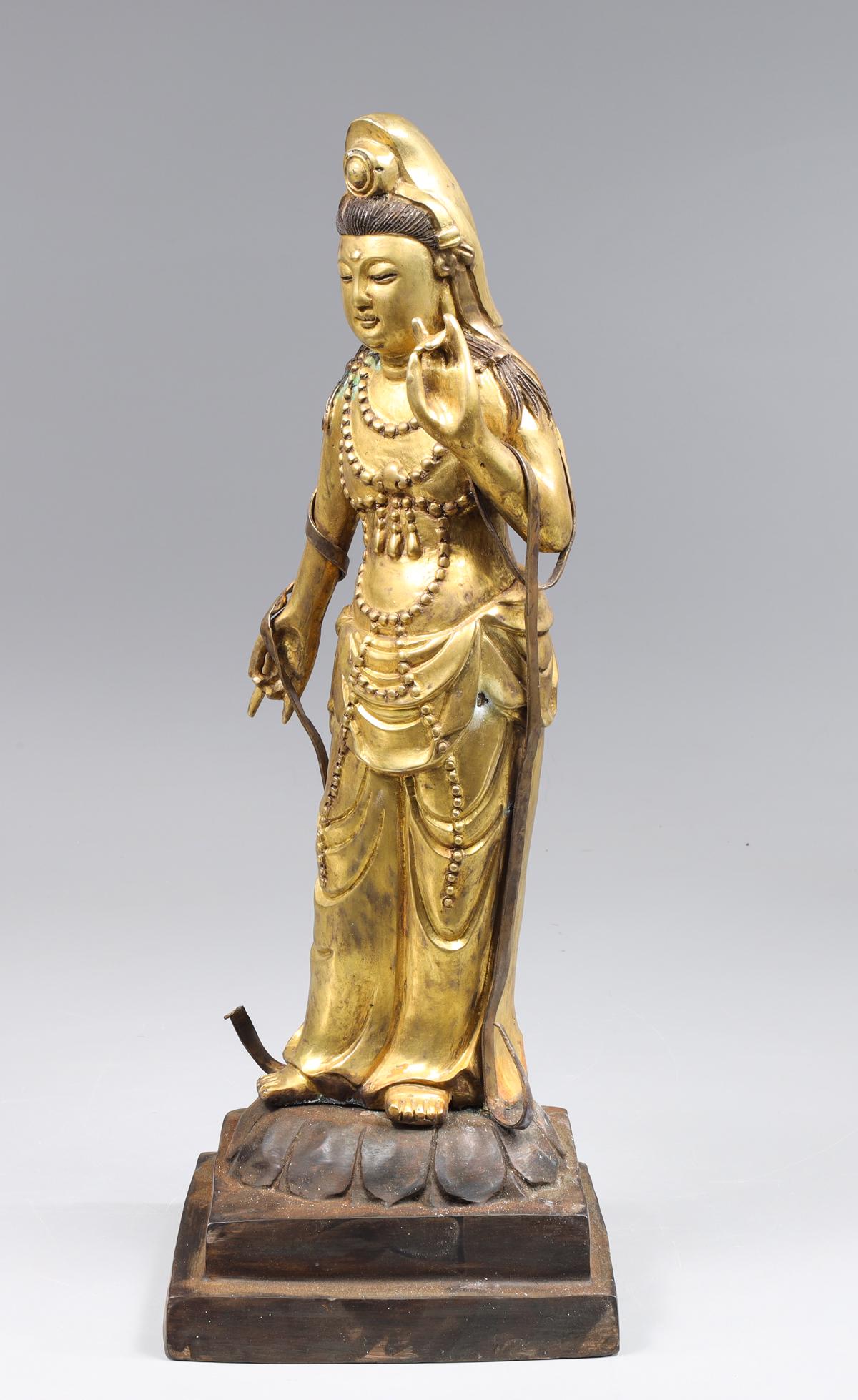 Chinese Gilt Bronze Figure of Guanyin (1 of 4)