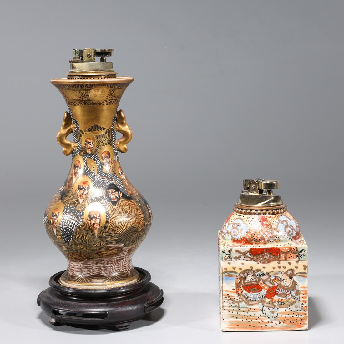 Two Japanese Satsuma Table Lighters (1 of 10)