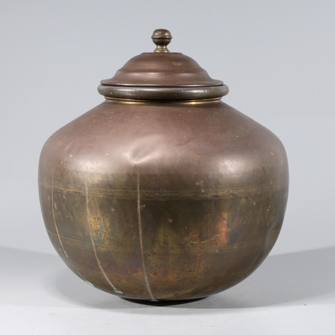 Large Brass Indian Covered Pot (1 of 4)