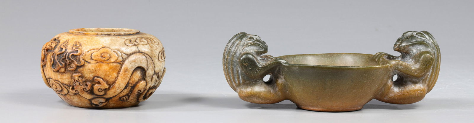 Group of Two Archaic Chinese Style Carved Hardstone Vessels (1 of 5)