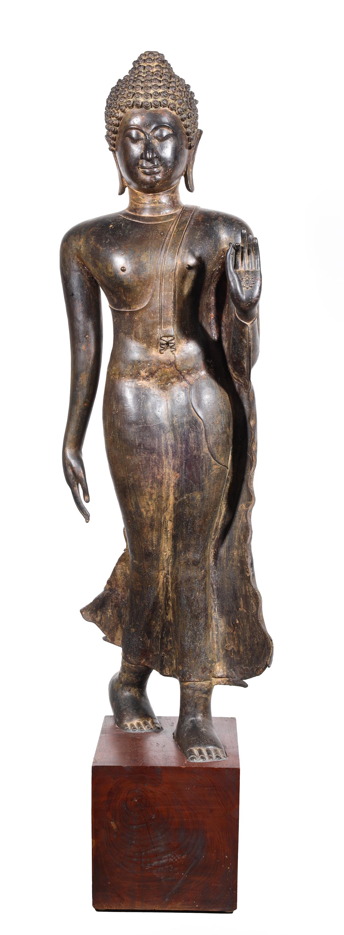 Large Antique Bronze Standing Buddha Figure (1 of 6)