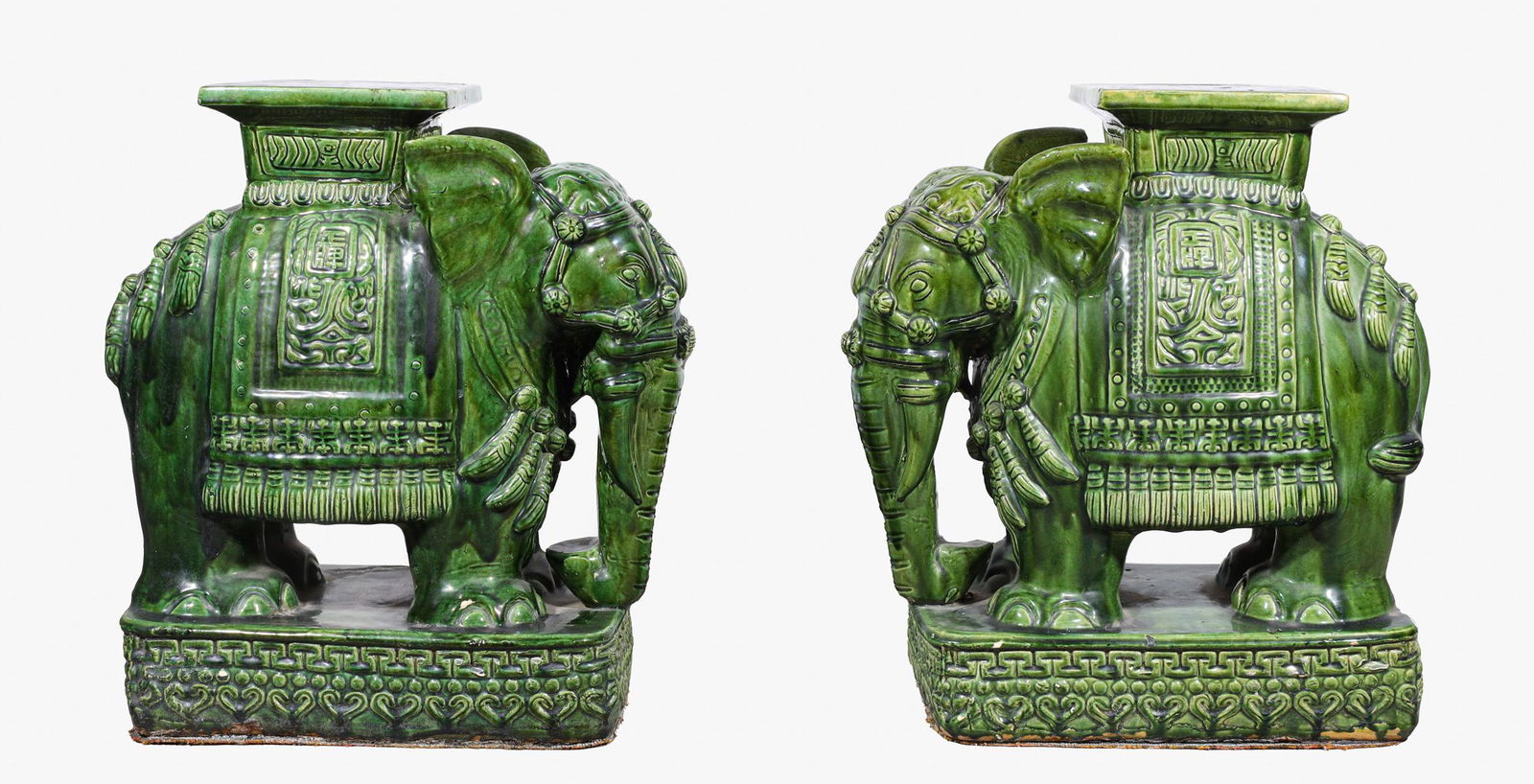 Pair Chinese Green Glaze Elephant Stands (1 of 8)