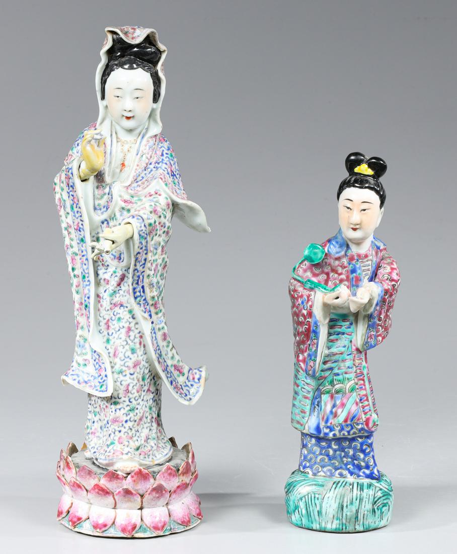 Two Chinese Enameled Porcelain Standing Figures (1 of 5)
