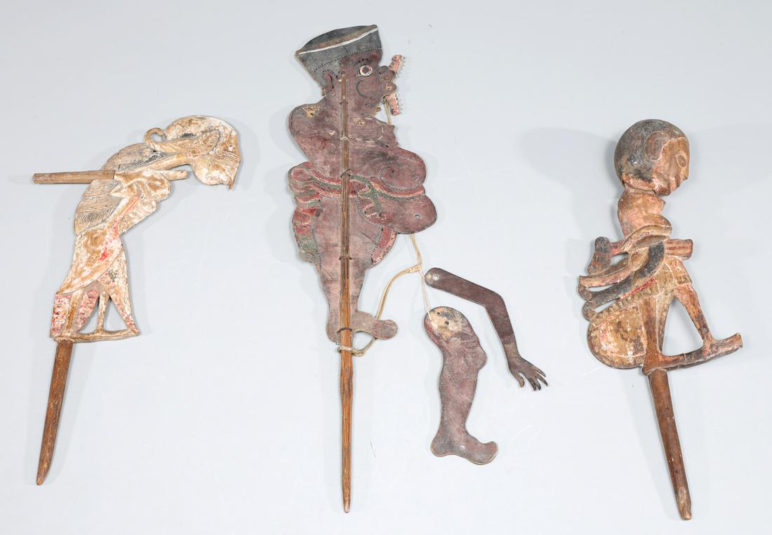Group of Three Antique Burmese Carved Puppets (1 of 2)