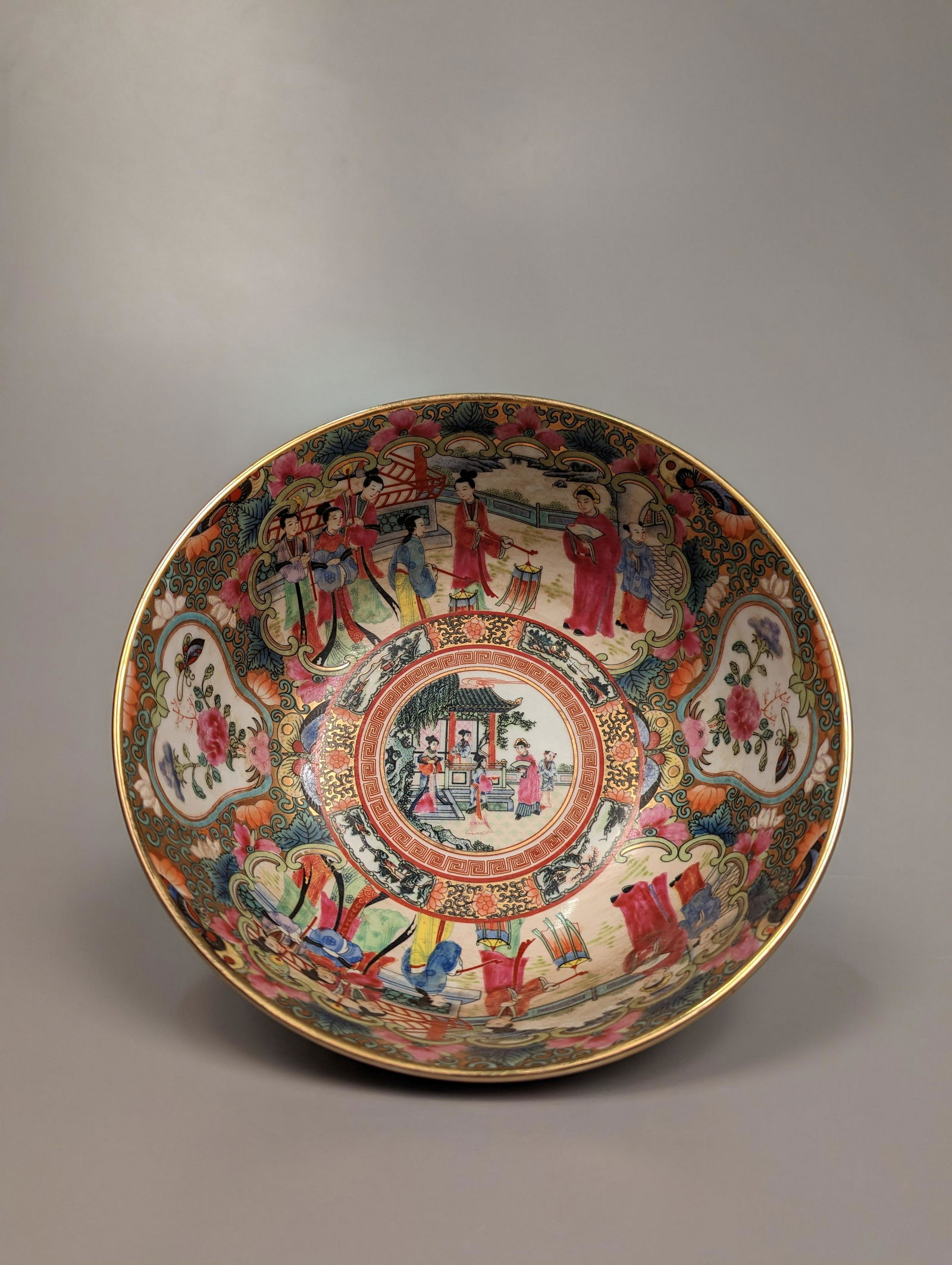 Rose Medallion Enameled Porcelain  Bowl (1 of 3)