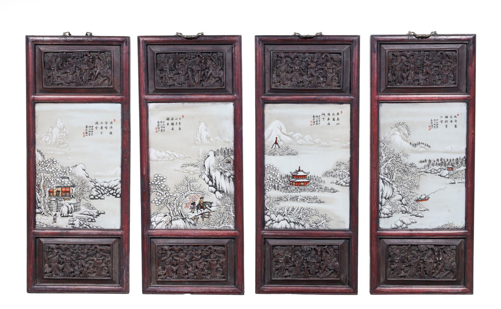 Group of Four Antique Chinese Painted Porcelain Panels (1 of 10)