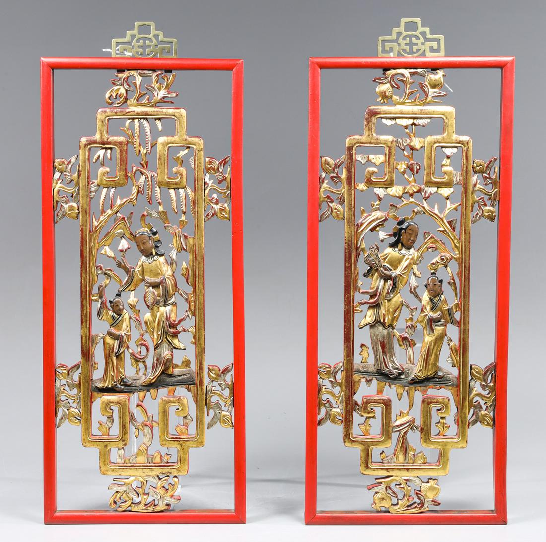 Pair Vintage Chinese Carved Openwork Panels (1 of 3)