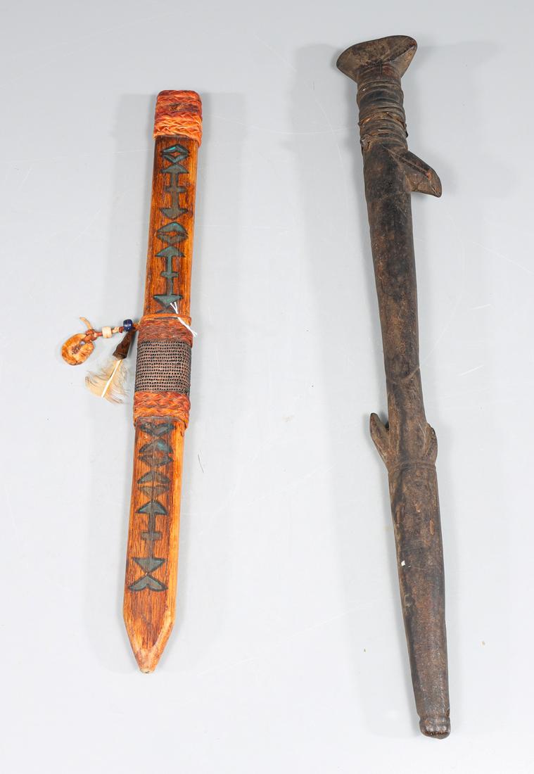 Group of Two Antique Tribal Staff and Pipe (1 of 2)