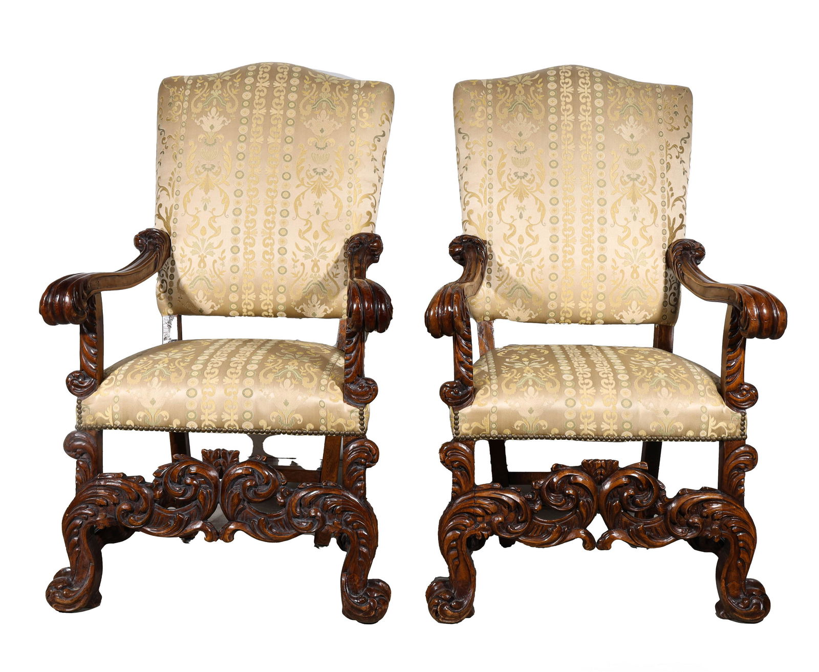 Pair Italian Style Carved Chairs (1 of 3)