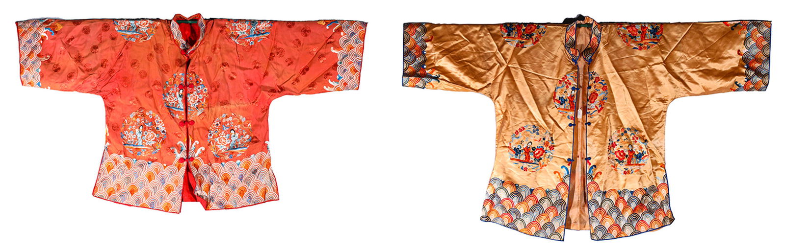 Group of Two Vintage Chinese Embroidered  Silk Shirts (1 of 6)