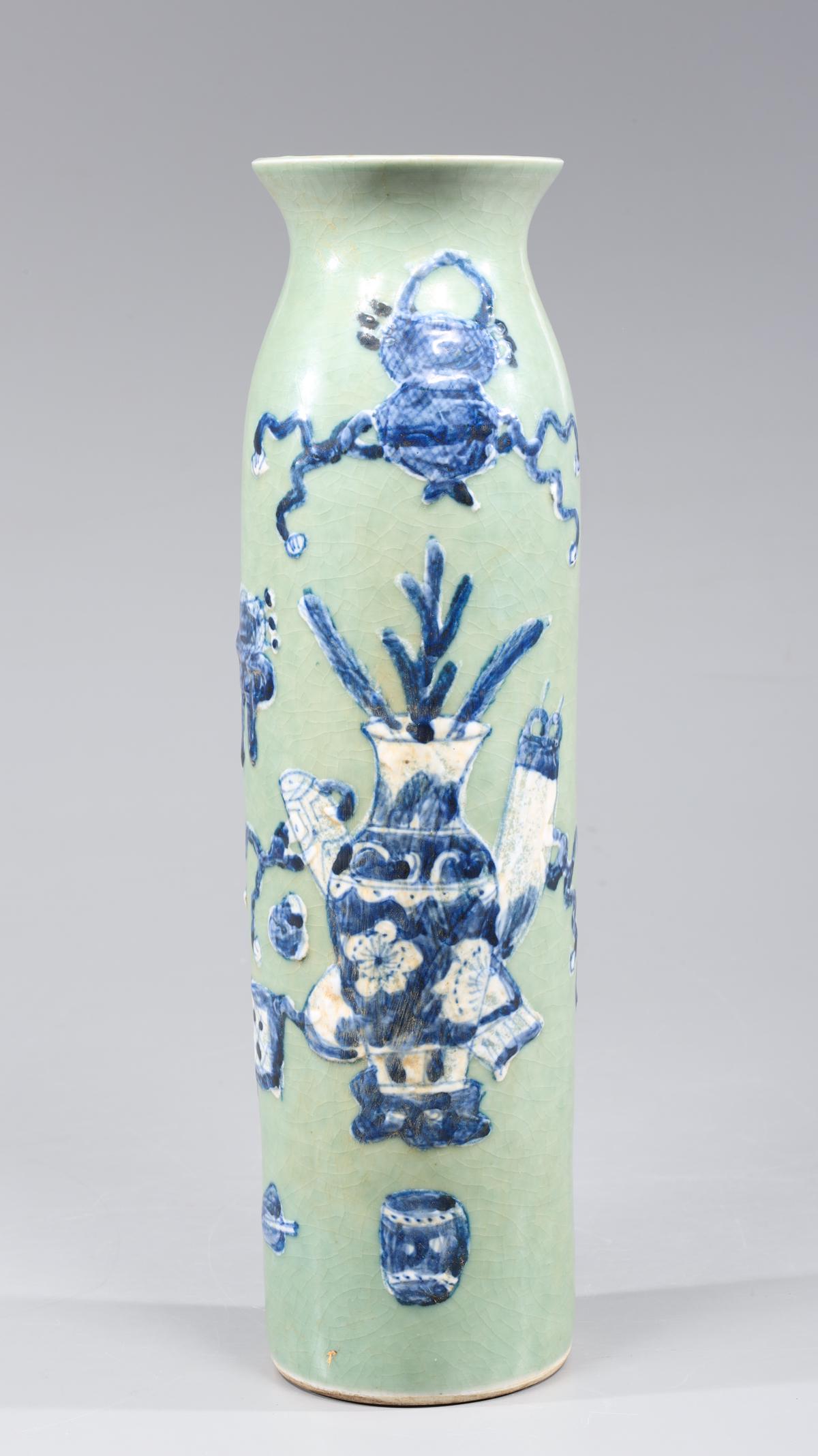 Unusual Chinese Celadon Glazed Ceramic Vase (1 of 3)
