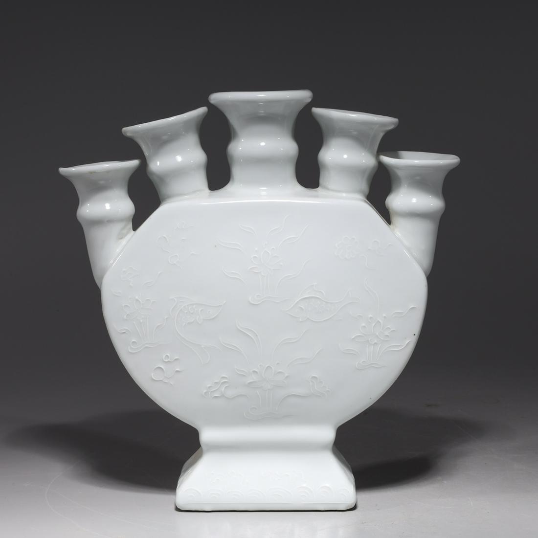 Chinese White Glazed Porcelain Tulipiere Vase (1 of 7)