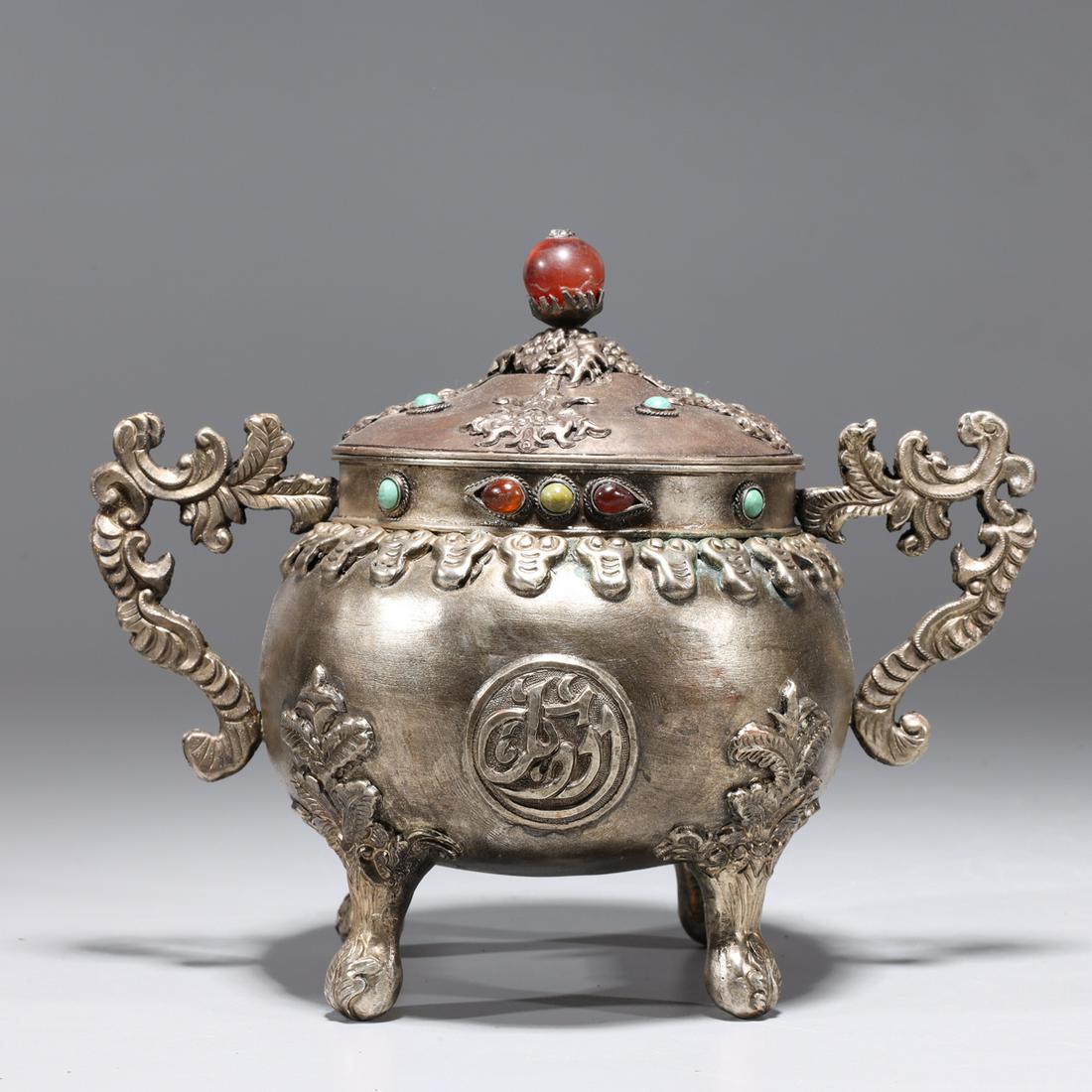 Elaborate Chinese Metal Covered Censer (1 of 9)