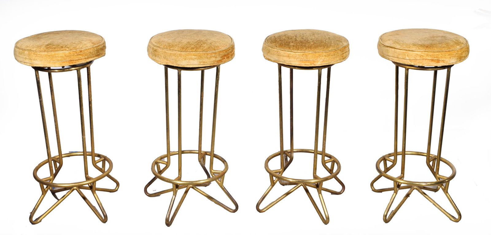 Group of Four Mid Century Brass Bar Stools (1 of 3)