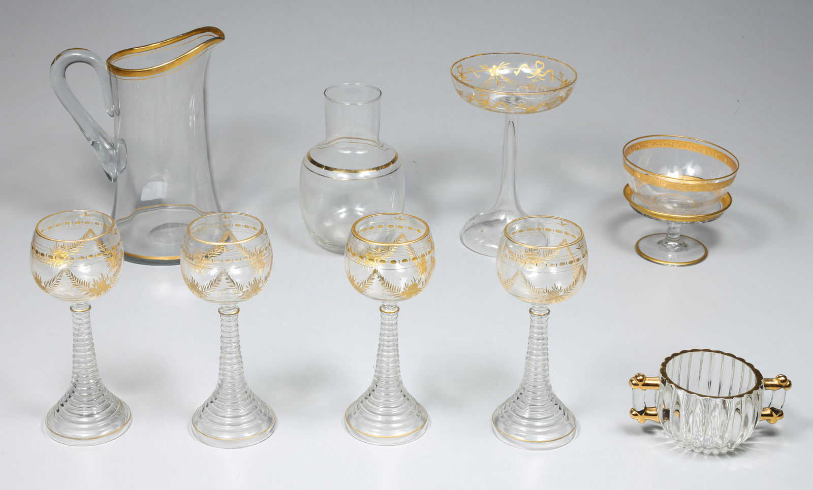 Group of Seventeen Mid Century Regency Gilt Glassware (1 of 5)