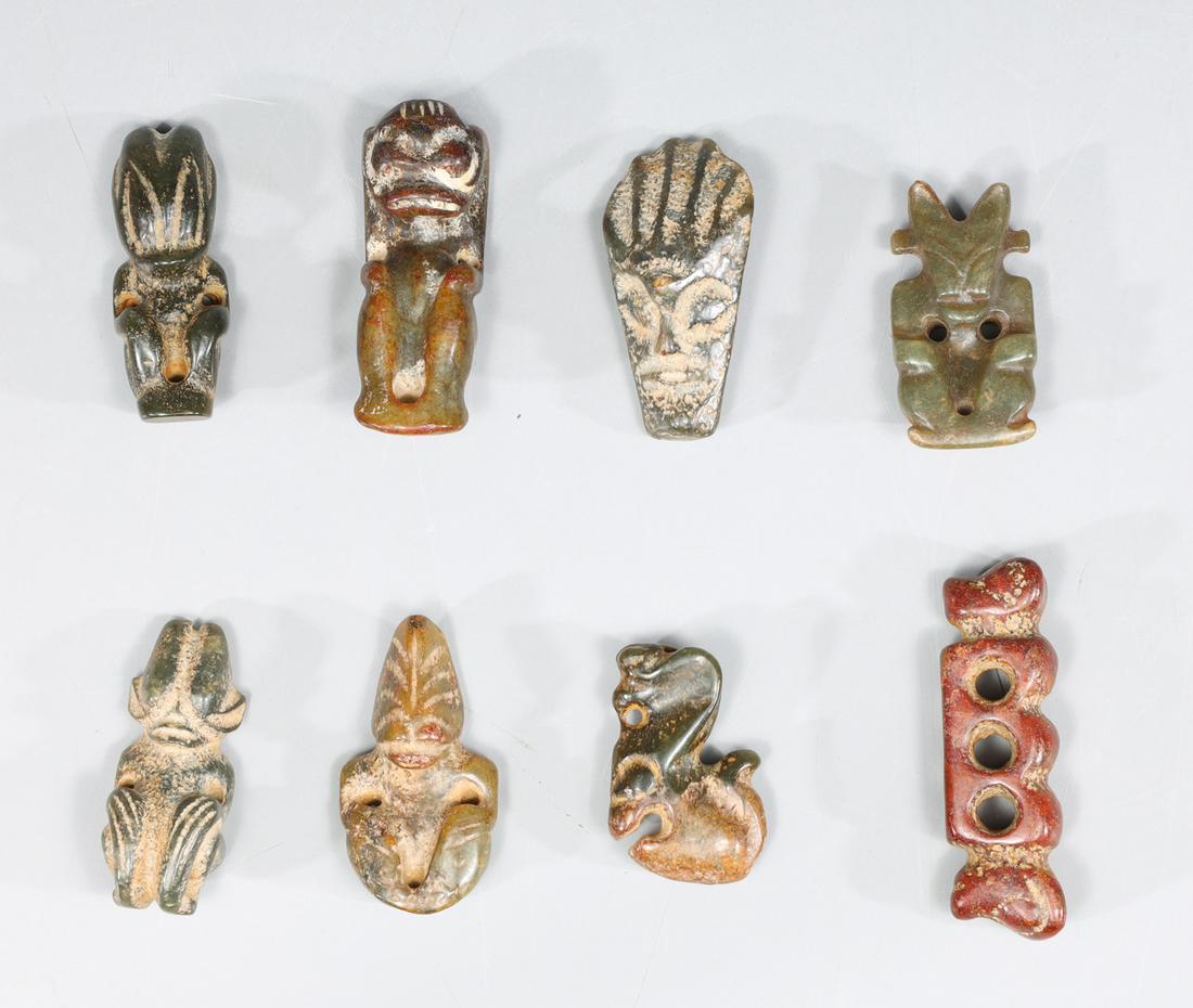 Group of Eight Archaic Chinese Style Carved Hardstone Figures (1 of 3)