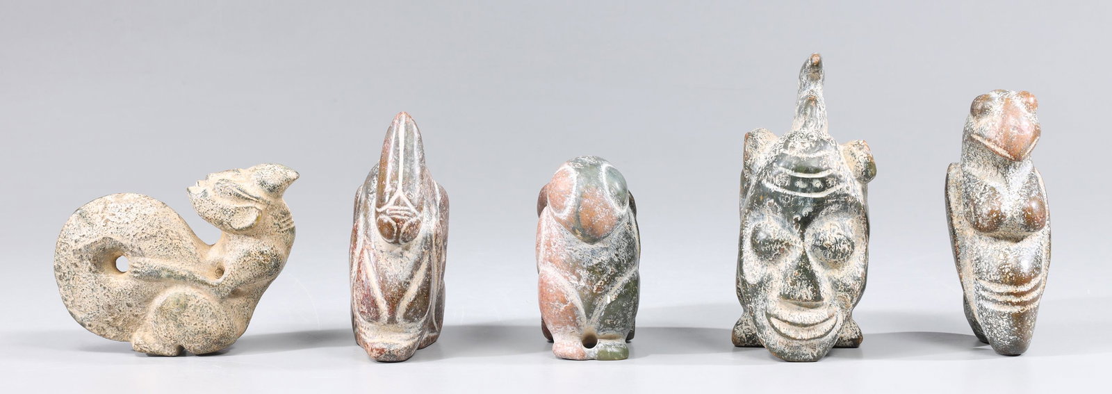 Group of Five Archaic Chinese Style Carved Hardstone Figures (1 of 3)