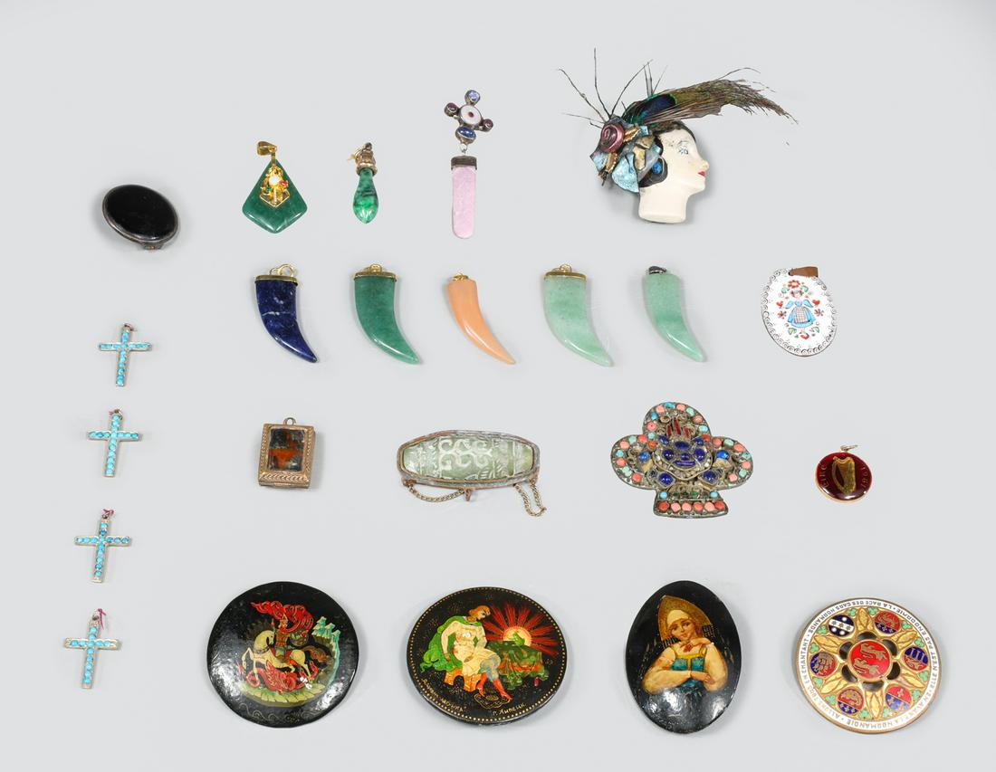 Group of Thirty Four Vintage Pendants and Brooches (1 of 6)