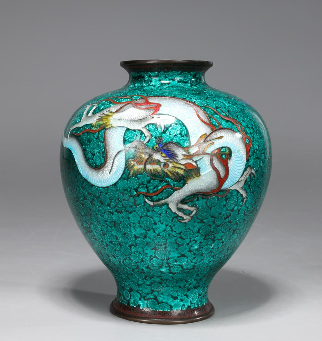 Fine Meiji Period Japanese Ginbari Cloisonne Vase (1 of 4)