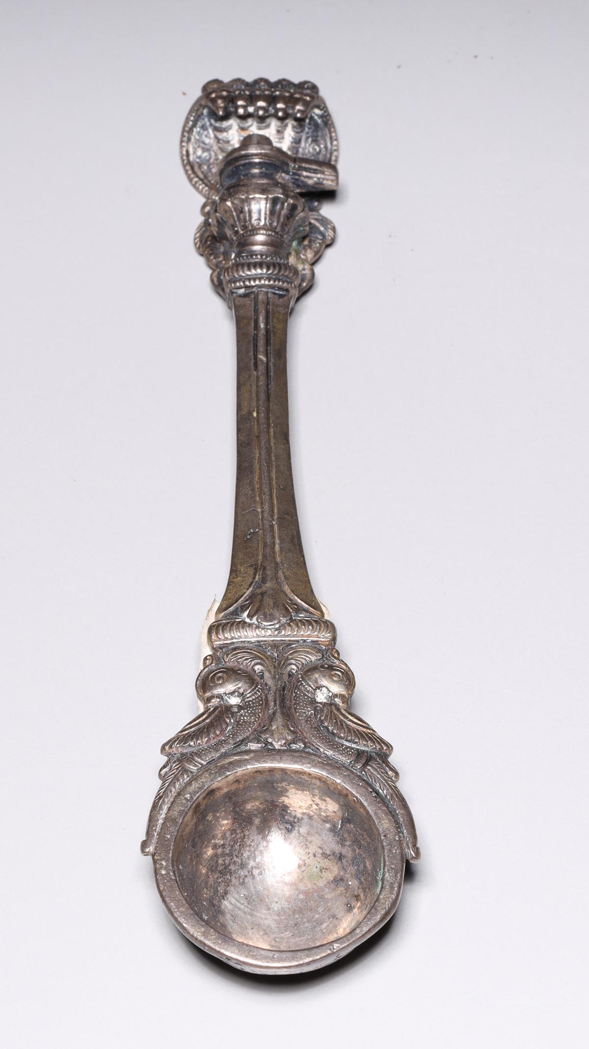 19th C. Indian Silver Ceremonial Anointing Spoon (1 of 6)