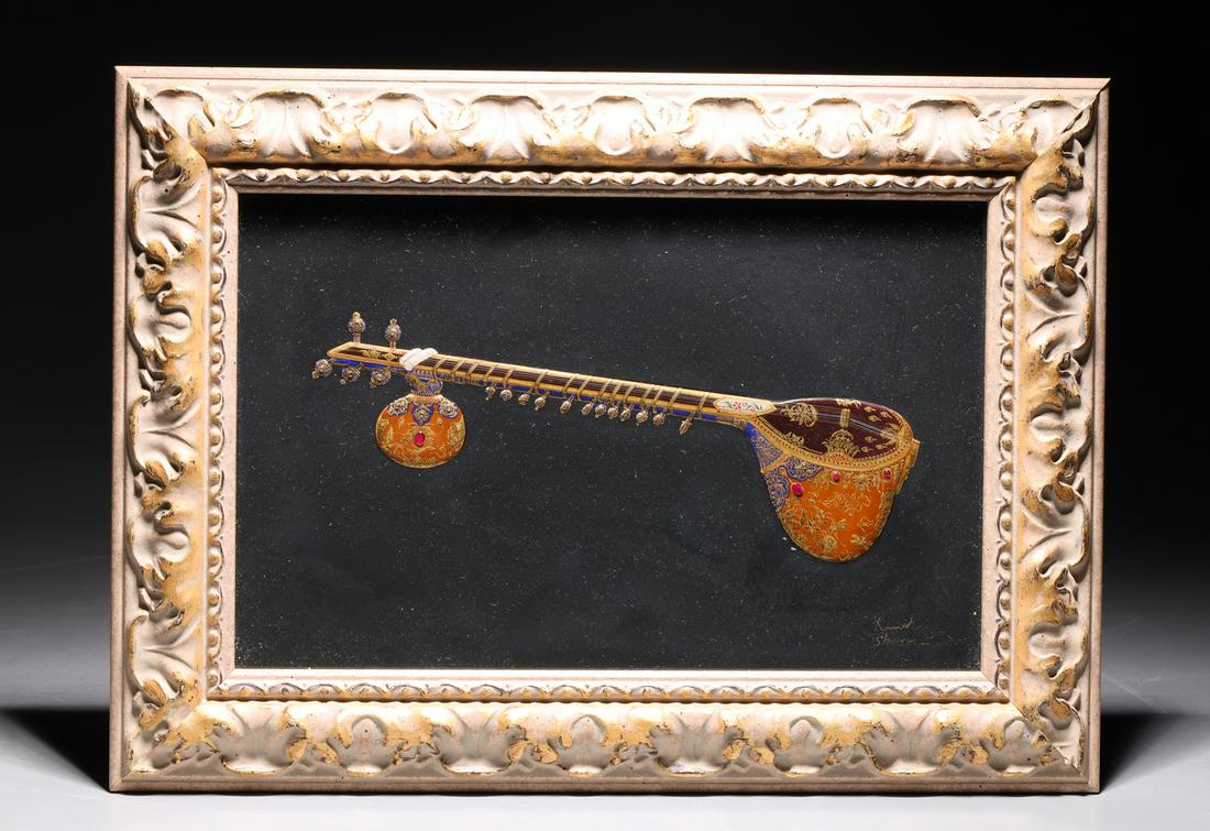 Carved Pietra Dura Indian Sitar by Ramesh Sharma (1 of 4)