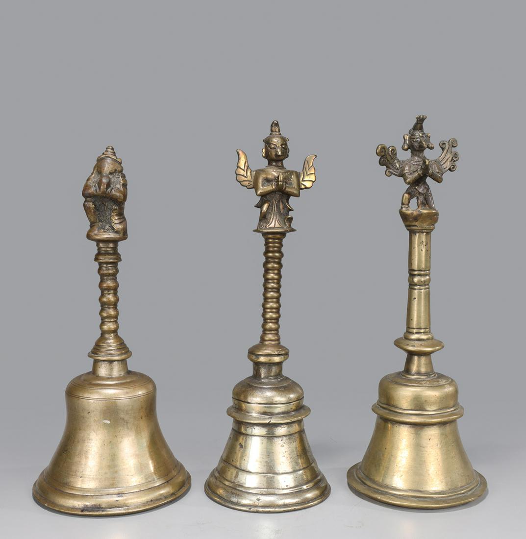 Group of Three Antique Indian Bronze Bells (1 of 4)