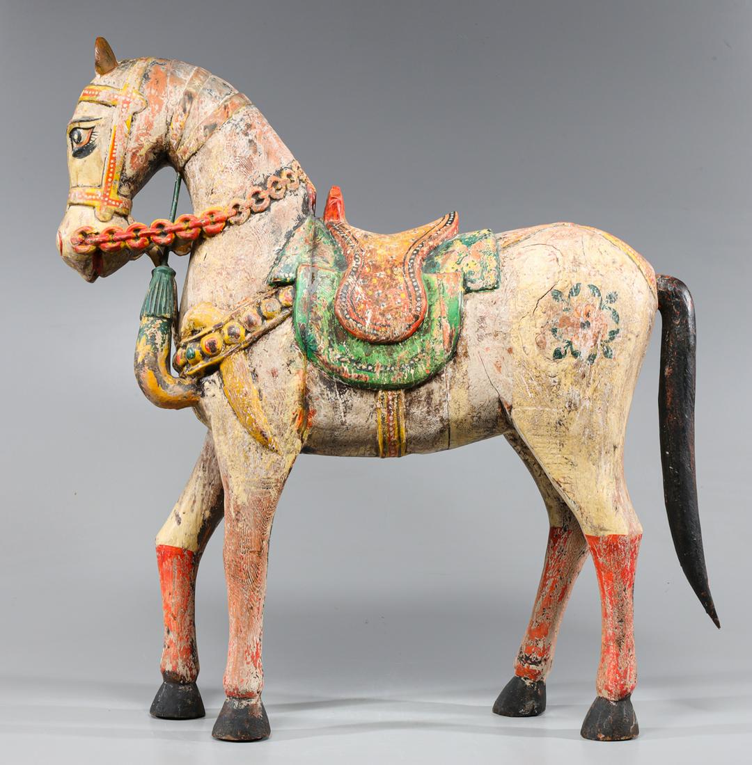 Antique Southeast Asian Carved Polychrome Wood Horse (1 of 5)