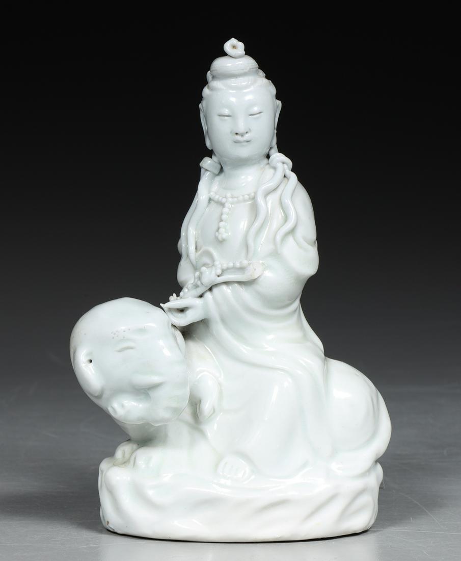 Antique Chinese Blanc De Chine Figure of Guanyin Atop Elephant (1 of 4)