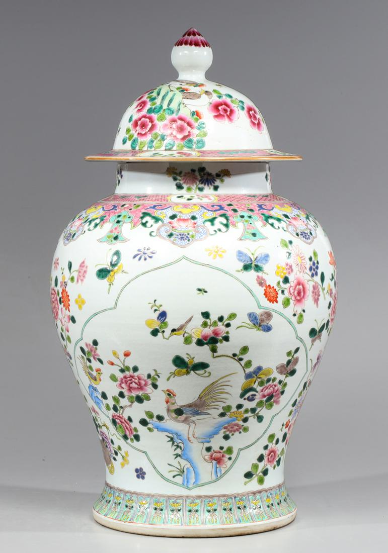 Large Chinese Ceramic Famille Rose Covered Jar (1 of 5)