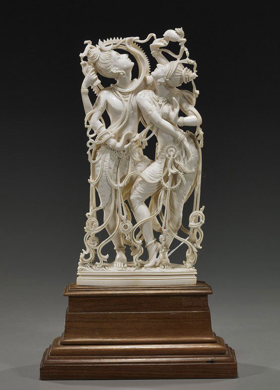 407 Indian Carved Ivory Figural Group