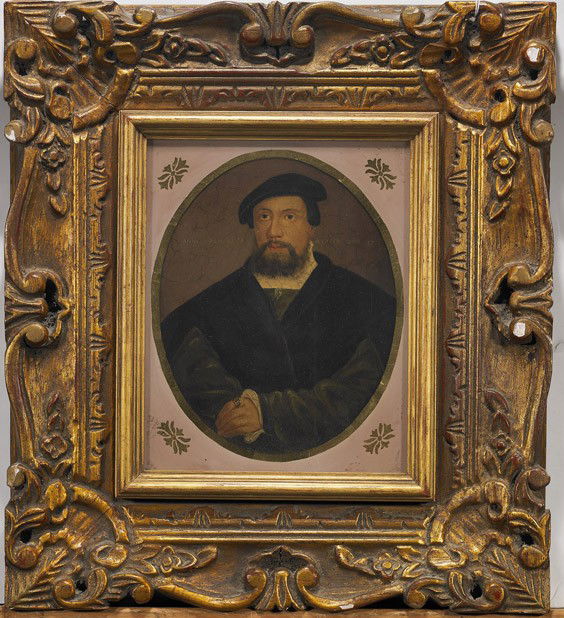 Pair Antique Continental Oil on Panel Portraits: Pair Antique Continental Oil on Panel PortraitsPair antique Continental oil on panel paintings; each depicting a portrait: a man wearing a hat and thick robes, a ring on one finger, inscribed and date