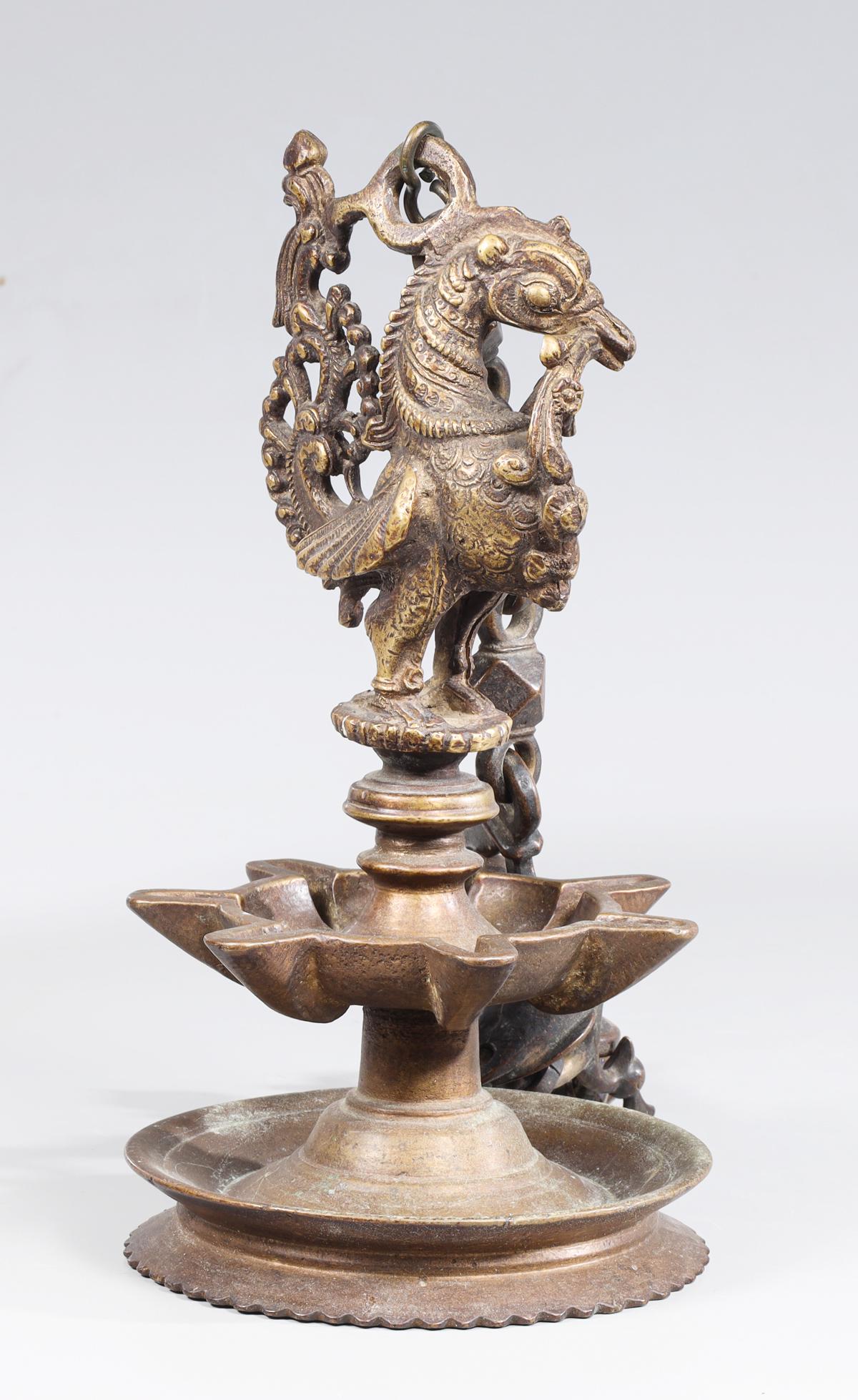 Large Bronze Hanging Oil Lamp (1 of 4)