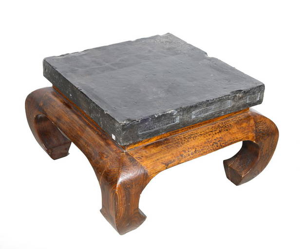 Vintage Japanese Low Table With Stone Top