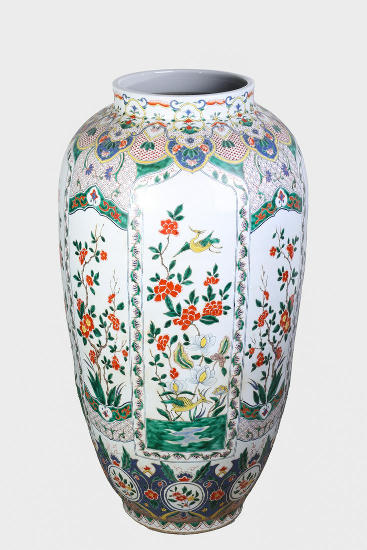 Tall Chinese Ceramic Famille Verte Floor Vase (1 of 3)