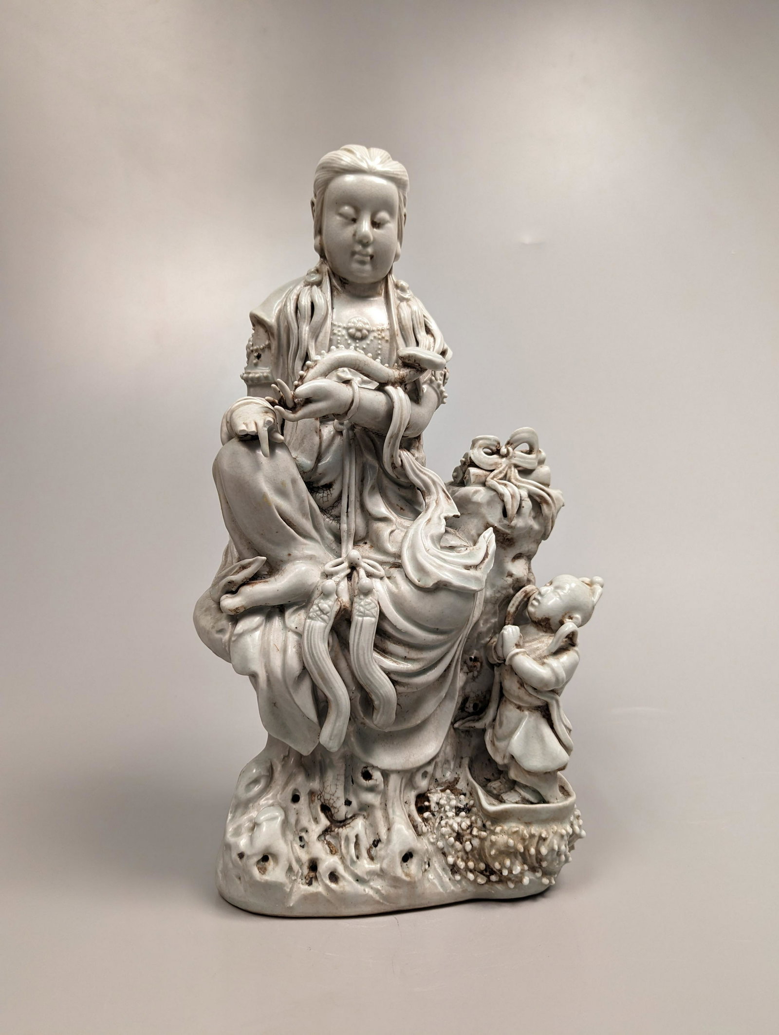 Elaborate Yingqing Glazed Porcelain Guanyin (1 of 3)