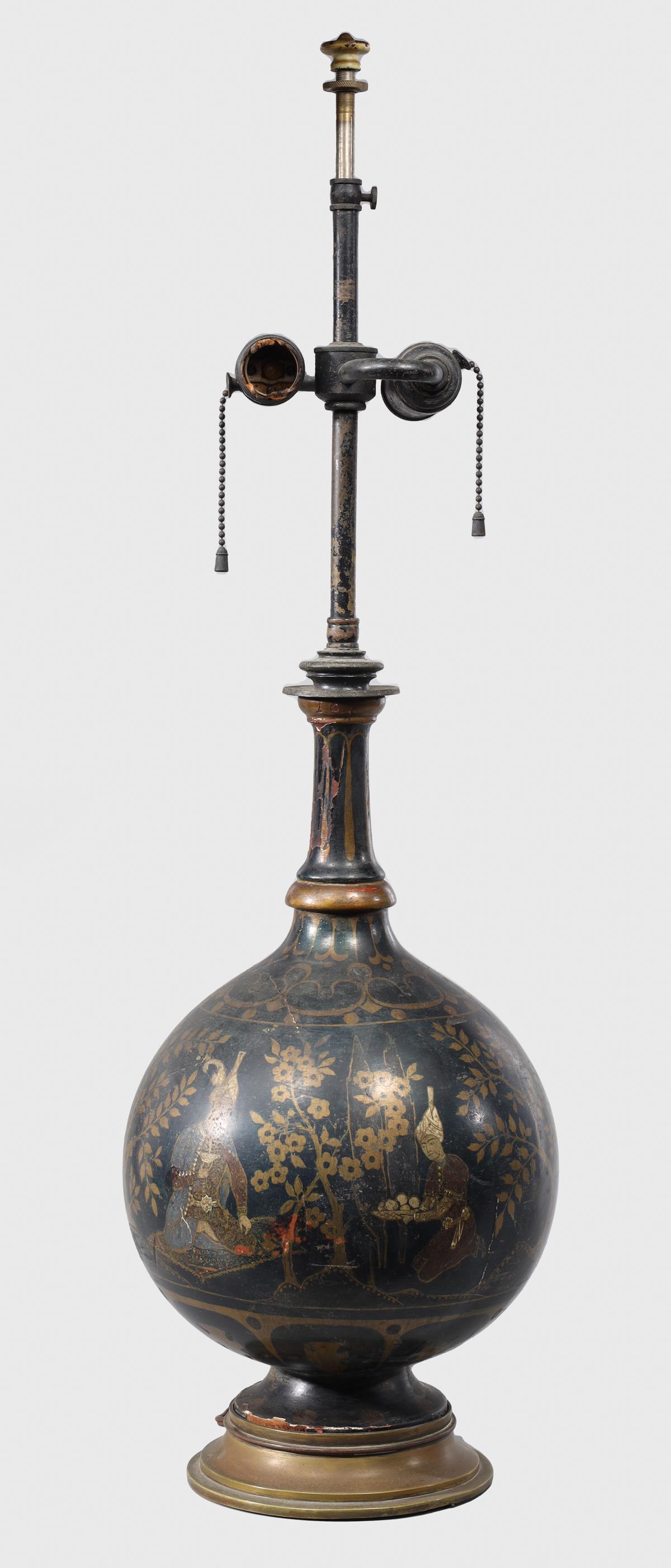 Vintage Persian Black and Gilded Table Lamp (1 of 4)