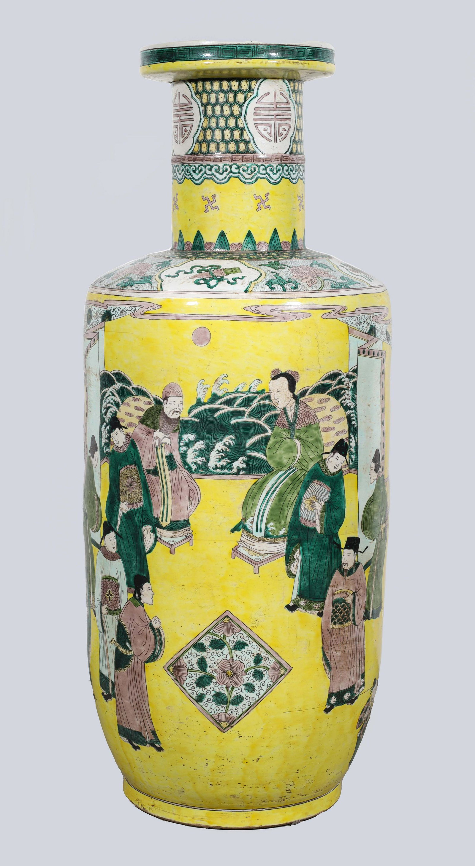 Tall Chinese Ceramic Famille Jaune Floor Vase (1 of 4)
