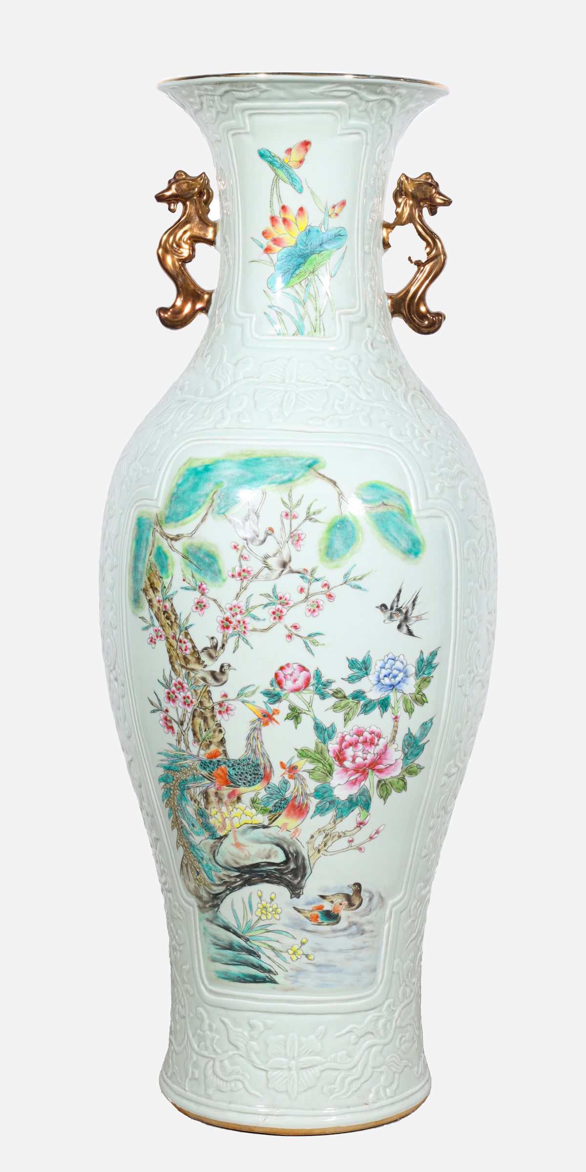 Large Chinese Ceramic Celadon Glaze Floor Vase (1 of 4)