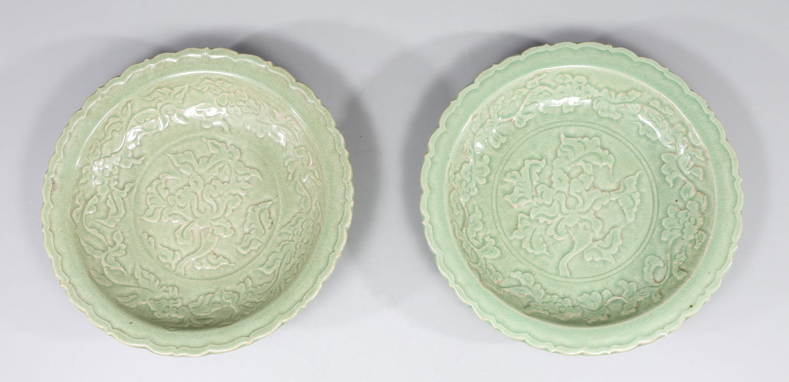 Pair of Chinese Celadon Glazed Ceramic Dishes (1 of 3)
