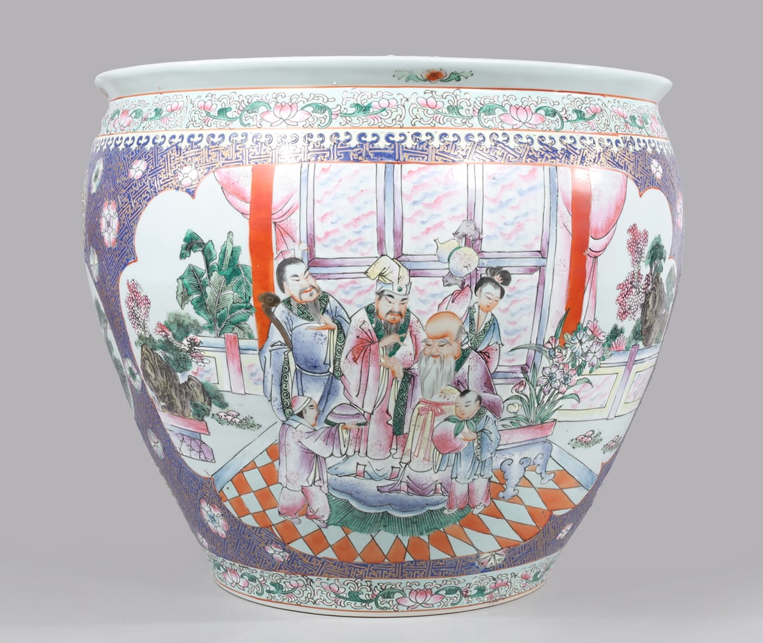 Large Chinese Famille Rose Fishbowl Planter (1 of 5)