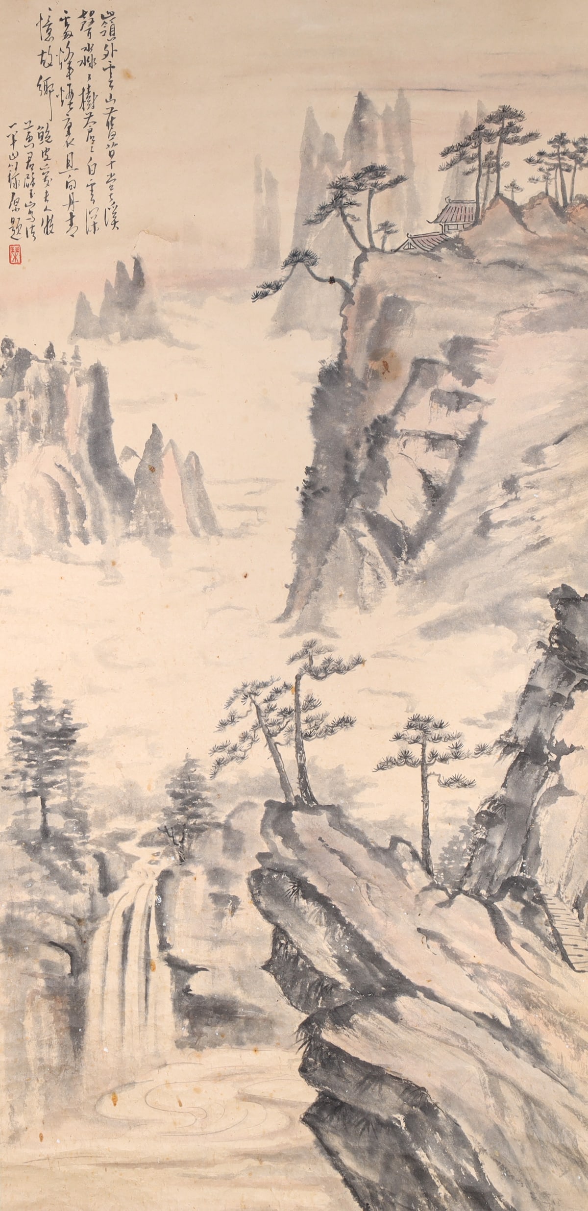Vintage Chinese Scroll, Mountain Landscape (1 of 3)