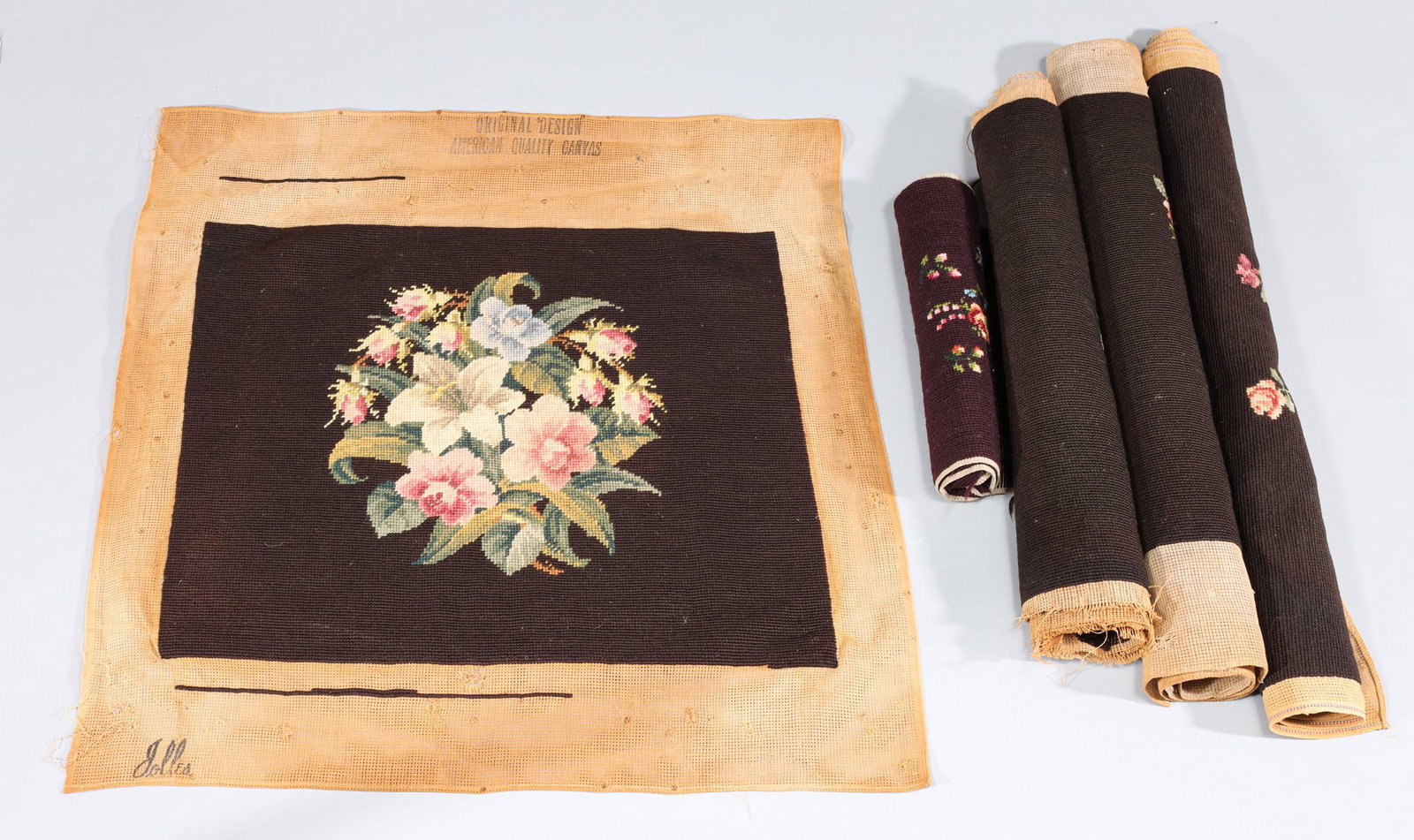 Group of Five Antique Needlepoint Panels (1 of 9)