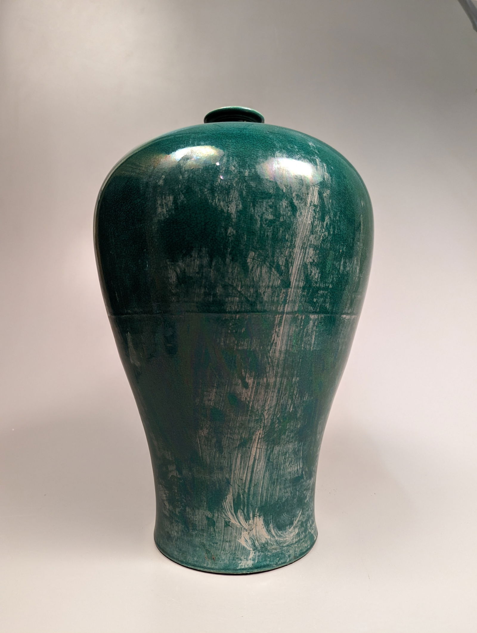 Large Green Monochrome Porcelain Meiping (1 of 3)