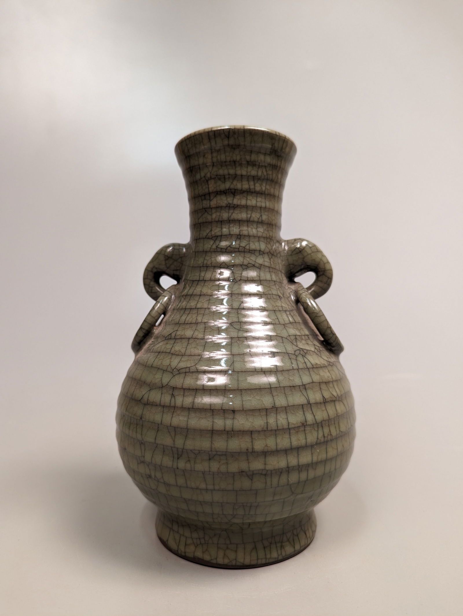 Song-Style Crackle Celadon Ribbed Vase (1 of 3)