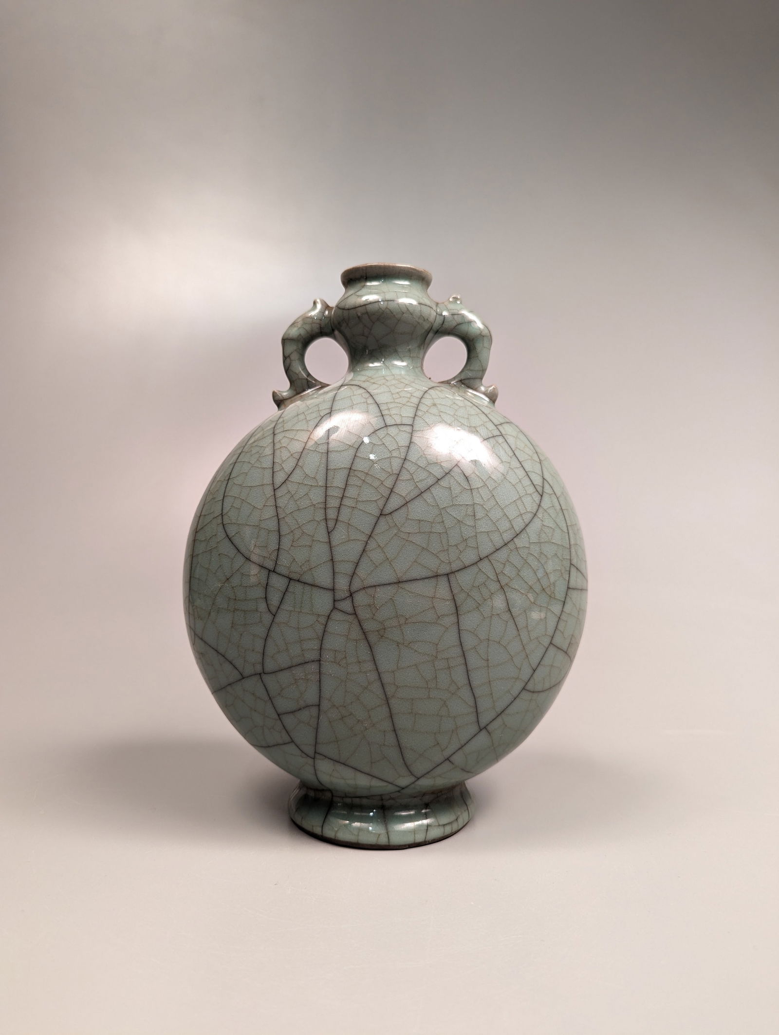 Song-Style Guan-Type Crackle Celadon Moon Flask (1 of 3)
