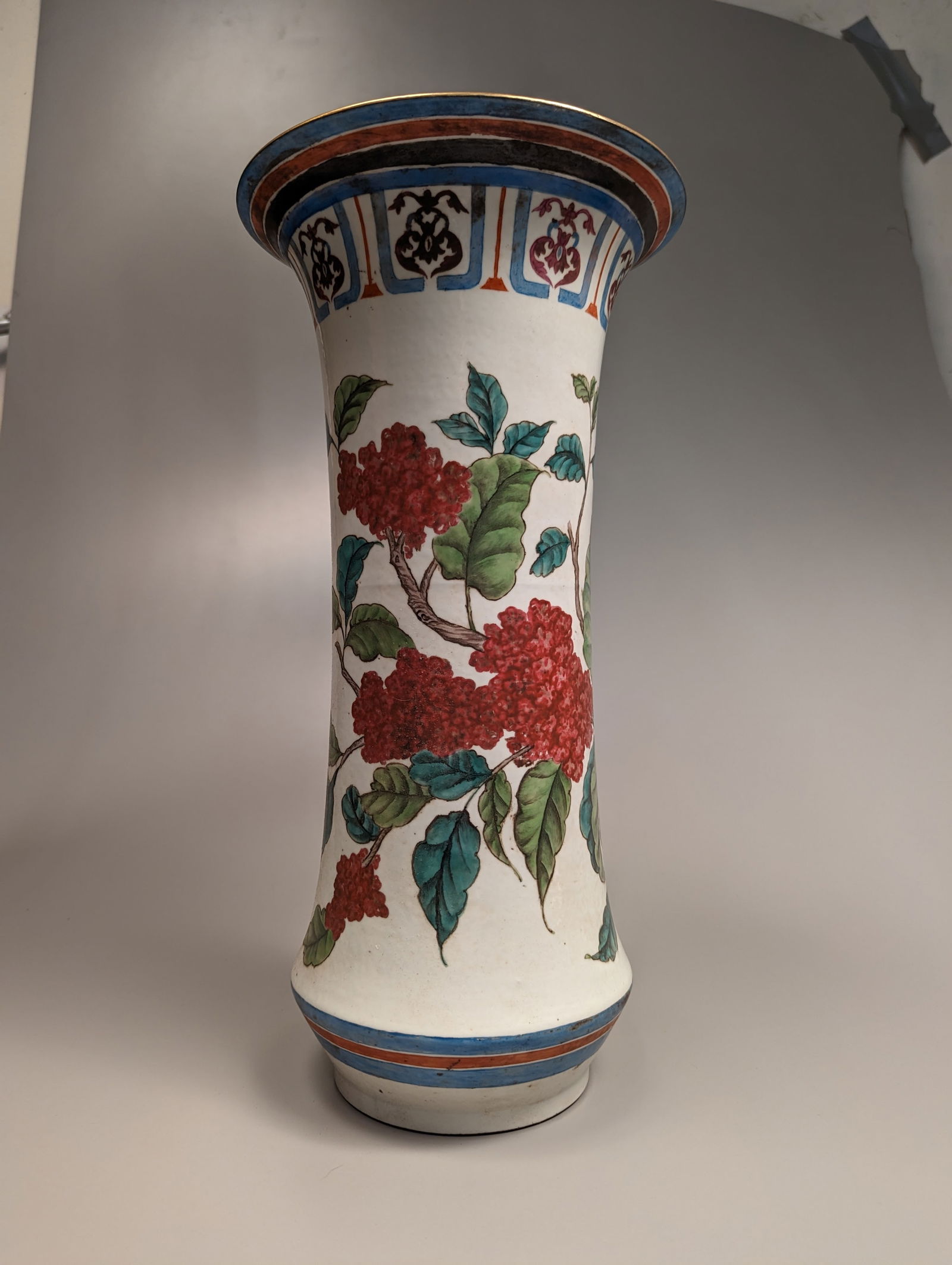Tall Chinese Enameled Porcelain Beaker Vase (1 of 3)
