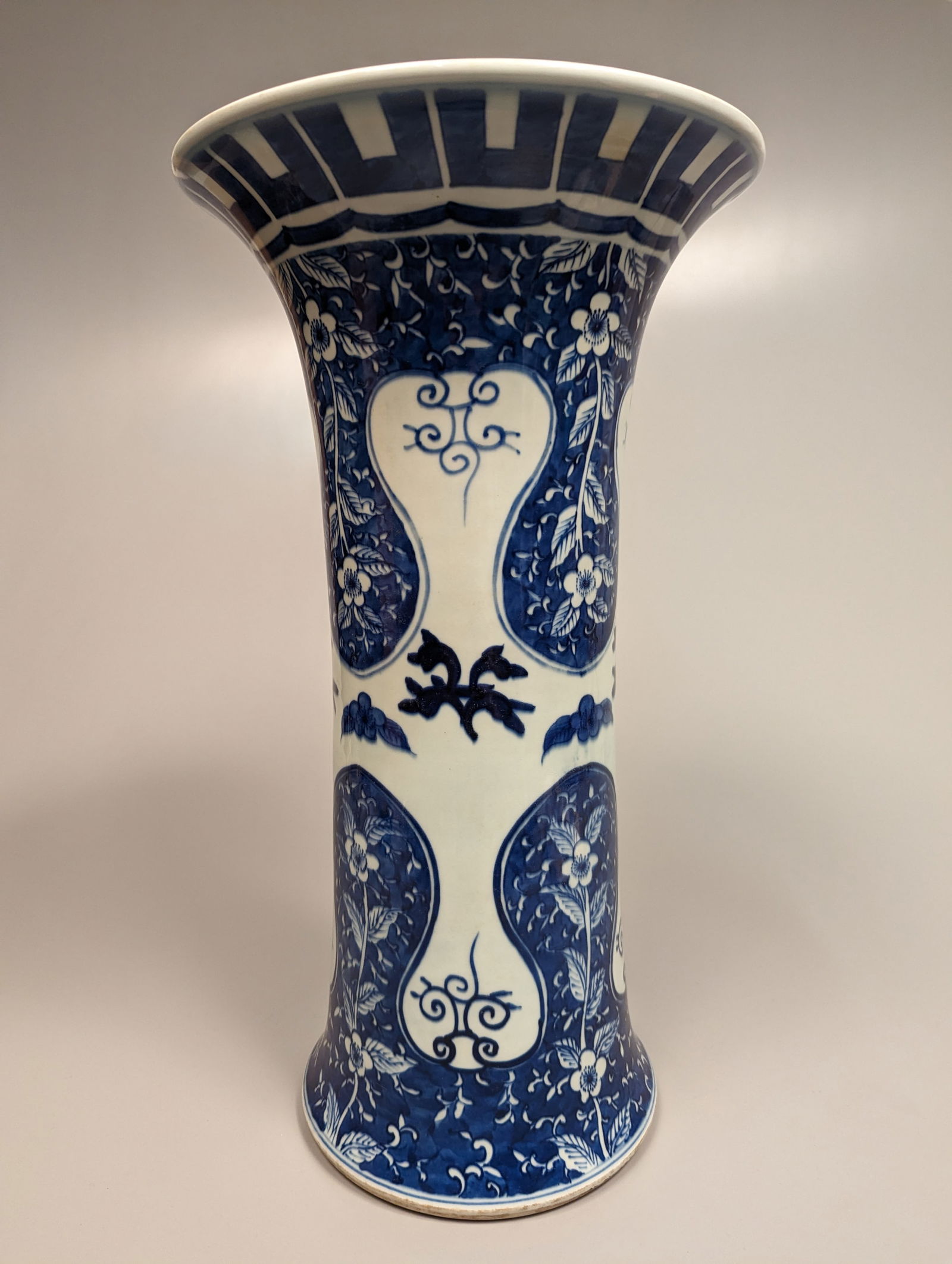 Transitional-Style Blue and White Porcelain Sleeve Vase (1 of 2)