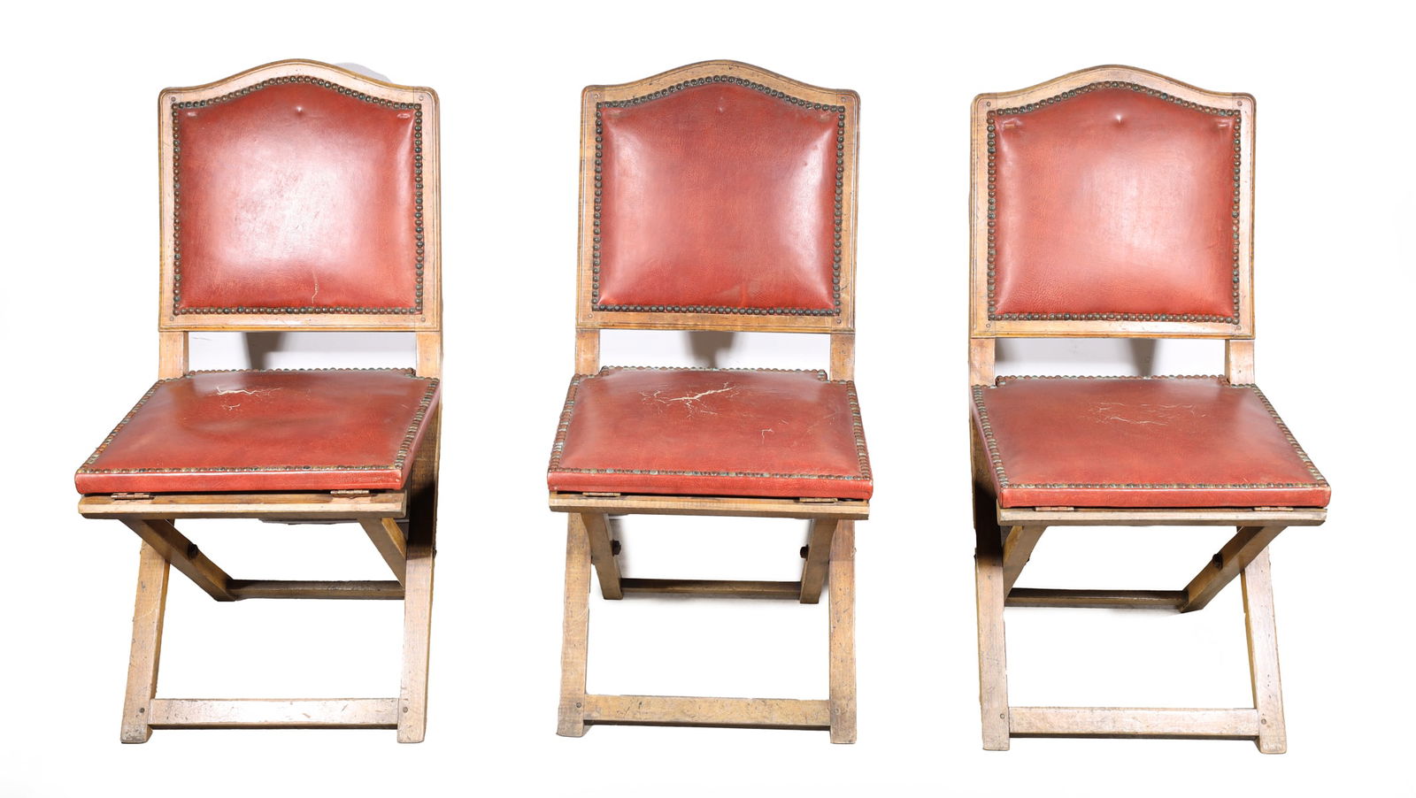 Group of Three Vintage Naugahyde Folding Chairs (1 of 3)